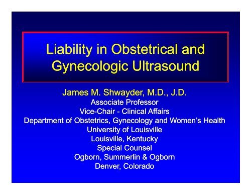 Liability in Obstetrical and Gynecologic Ultrasound - Cmebyplaza.com