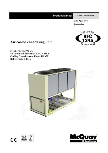 Technical Specification for Air Cooled Condensing Unit - McQuay