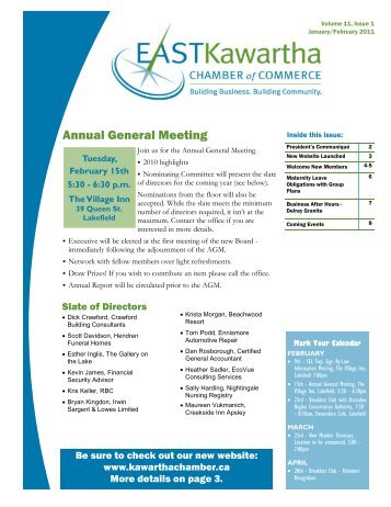 Annual General Meeting - East Kawartha Chamber of Commerce