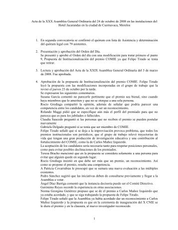 Acta de la XXX Asamblea General Ordinaria de Socios - Consejo ...