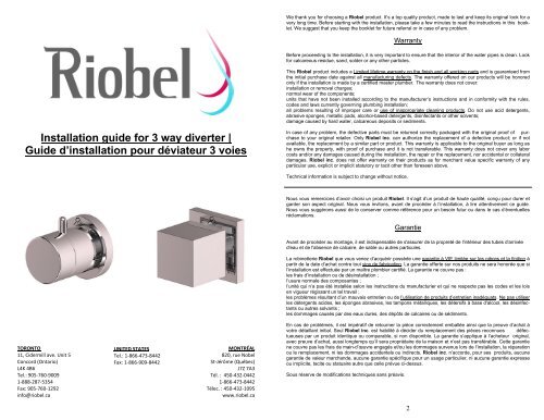 Installation guide for 3 way diverter | Guide d'installation ... - Riobel