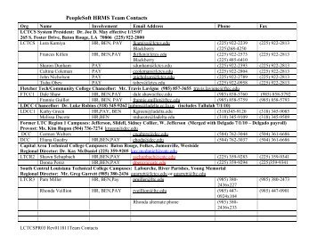PeopleSoft HRMS Team Contacts - Louisiana Community and ...