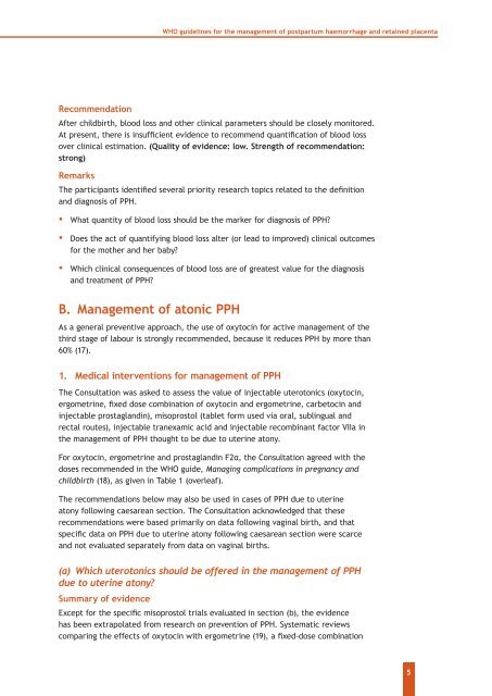 WHO guidelines for the management of postpartum haemorrhage ...