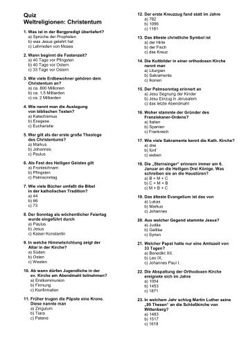 Quiz Weltreligionen: Christentum