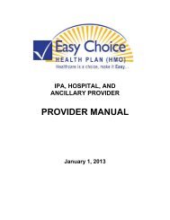 Provider Manual 2013 - Easy Choice Health Plan