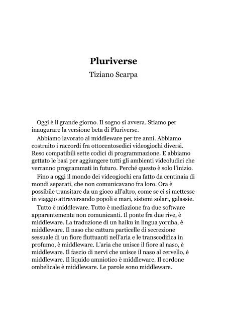 Pluriverse, un racconto di Tiziano Scarpa - Il primo amore