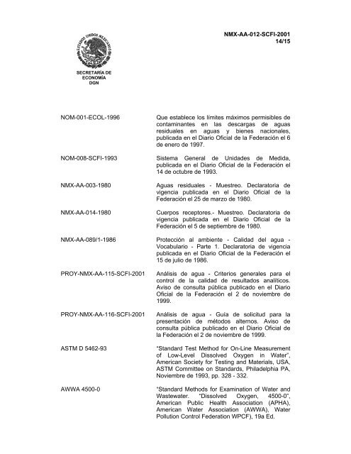 NMX-AA-012-SCFI-2001 ANÁLISIS DE AGUA - DETERMINACIÓN ...