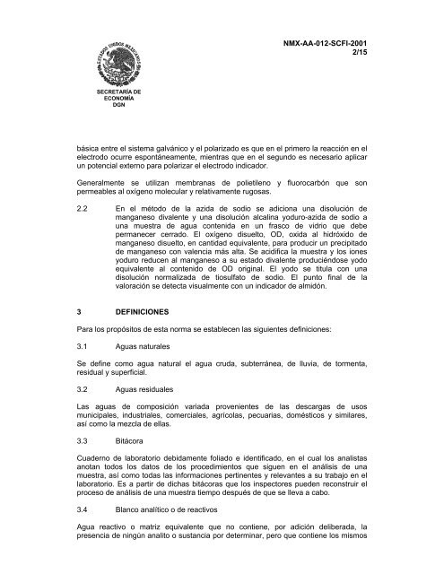 NMX-AA-012-SCFI-2001 ANÁLISIS DE AGUA - DETERMINACIÓN ...