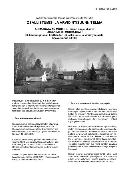 Haikan osallistumis- ja arviointisuunnitelma - JyvÃ¤skylÃ¤n kaupunki