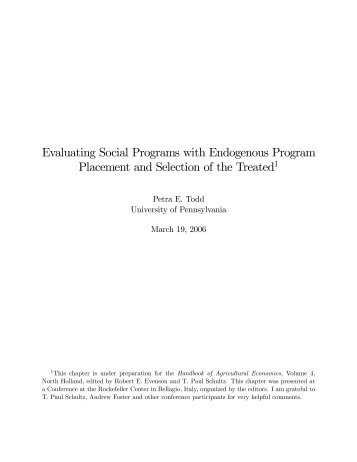 Evaluating Social Programs with Endogenous Program Placement ...