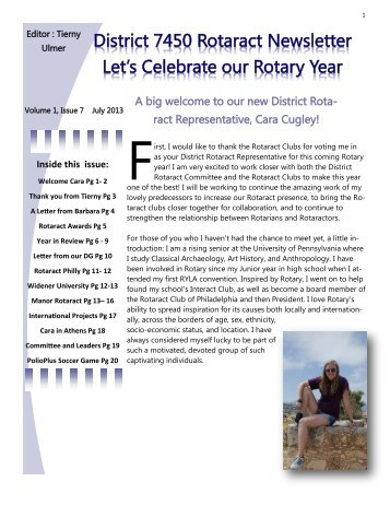 July Rotaract Newsletter 2013 - District 7450