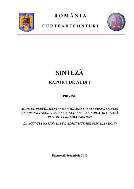 Sinteza Raport audit performanta TVA - Curtea de Conturi