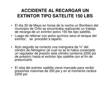 accidente al recargar un extintor tipo satelite 150 lbs - Consejo ...