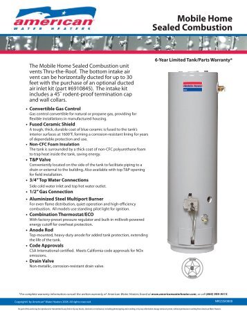 Mobile Home Sealed Combustion - American Water Heaters