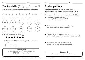 Number problems Ten times table (2) - Rising Stars