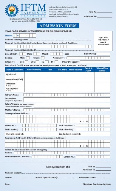 Admission Form.cdr - IFTM University