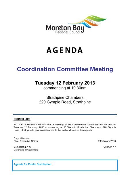 AGENDA - Moreton Bay Regional Council - Queensland Government