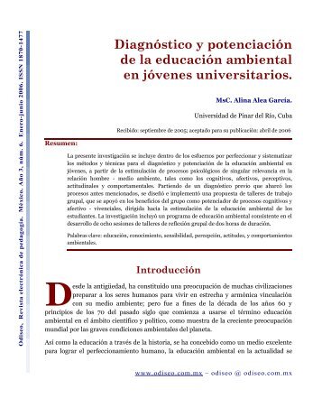 Diagnóstico y potenciación de la educación ambiental en jóvenes ...