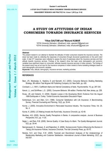 a study on attitudes of indian consumers towards insurance services