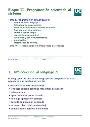 Programación en Lenguaje C - CTR - Universidad de Cantabria