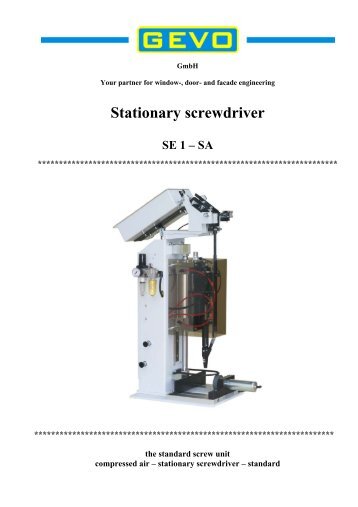 Stationary screwdriver SE 1 - SA - GEVO GmbH
