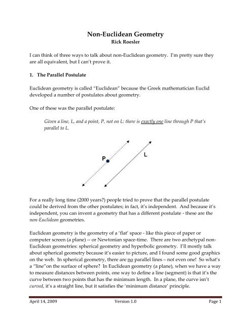 Non Euclidean Geometry Examples