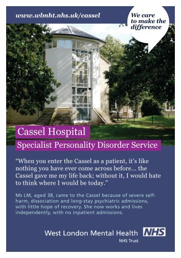 Cassel Hospital Specialist Personality Disorder Service brochure