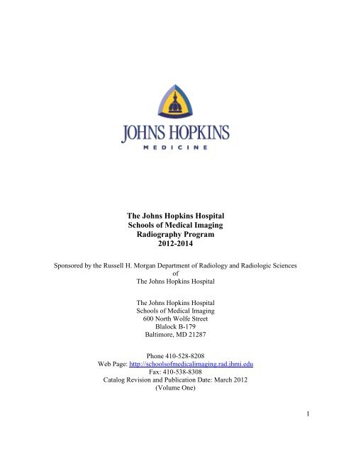 The Johns Hopkins Hospital Schools of Medical Imaging ...