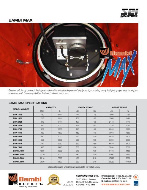 Bambi Max Brochure - SEI Industries Ltd.