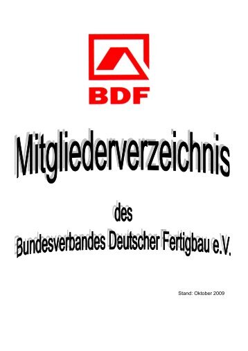Stand: Oktober 2009 - Bundesverband Deutscher Fertigbau eV