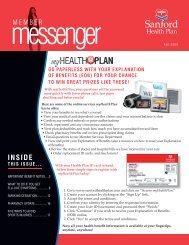 Sanford Health Plan - Member Messenger Fall 2009