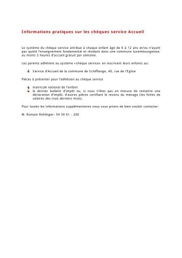 Dossier: STRUCTURES D'ACCUEIL - Schifflange.lu