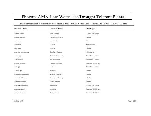 low-water-use plant list - Arizona Department of Water Resources