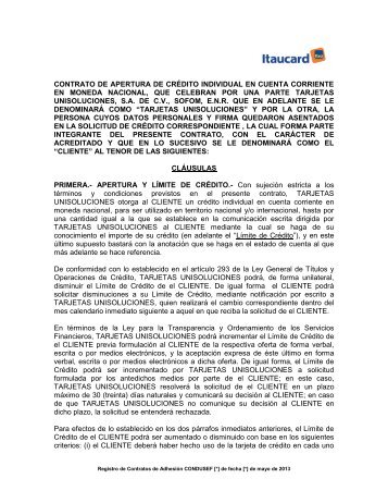 contrato de apertura de crédito individual en cuenta ... - Itaucard