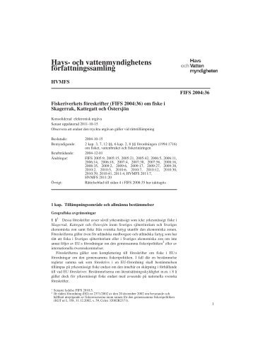 HVMFS - FIFS 2004-36-keu-1110... - Havs- och vattenmyndigheten