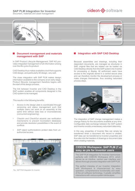 CIDEON Workspace: SAP PLM (7.x) easy as pie ... - CIDEON Software