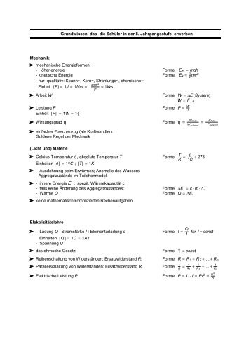 Grundwissen Physik 8. Klasse im G8