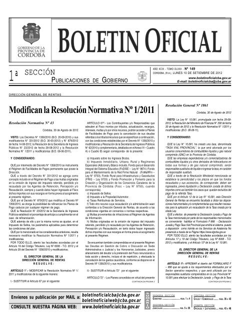 boletin oficial nÂº 149 - BoletÃ­n Oficial de la Provincia de CÃ³rdoba