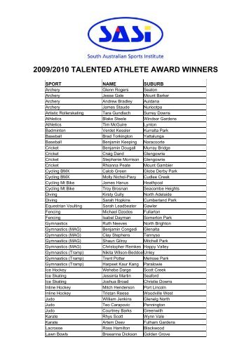 2009/2010 TALENTED ATHLETE AWARD WINNERS