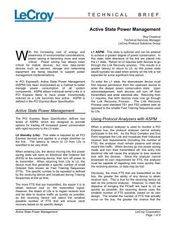 Active State Power Management - Teledyne LeCroy