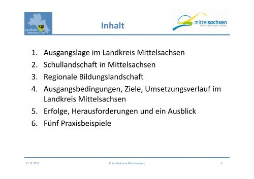 Bildungsplanung im Landkreis Mittelsachsen - Bildungslandschaften