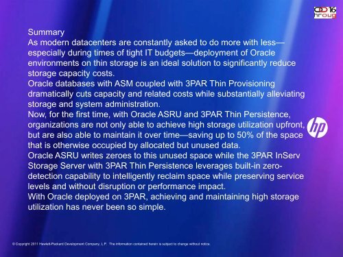 3PAR Thin Provisioning - HrOUG