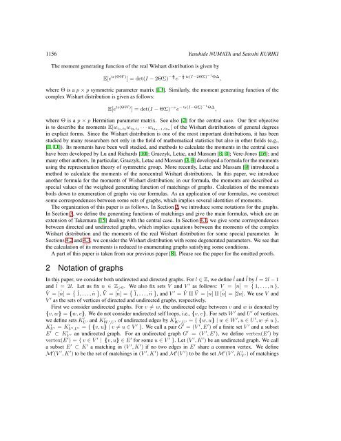 On formulas for moments of the Wishart distributions as weighted ...