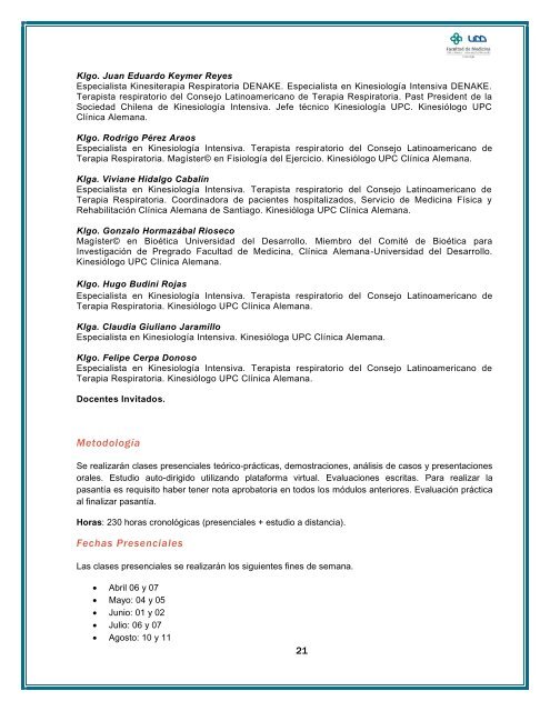 Descargar Brochure (PDF 499 KB) - Facultad de Medicina UDD ...