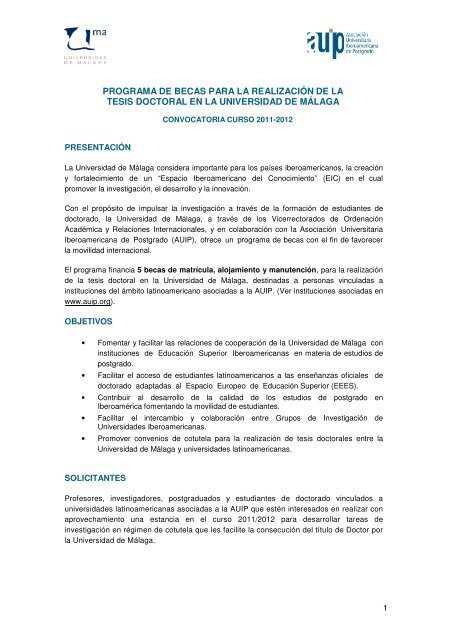 programa de becas para la realizaciÃ³n de la tesis doctoral en la ...