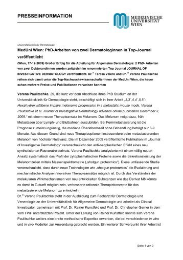 Presseaussendung - Termine-meduniwien.at