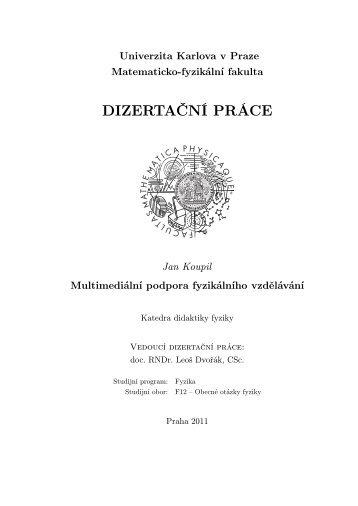 Text prÃ¡ce - Katedra didaktiky fyziky - Univerzita Karlova