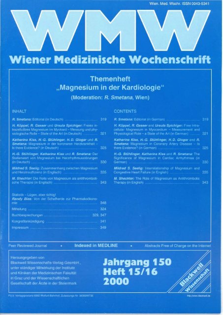 Jahrgang 150, Heft 15/16 (2000) - Magnesium Gesellschaft