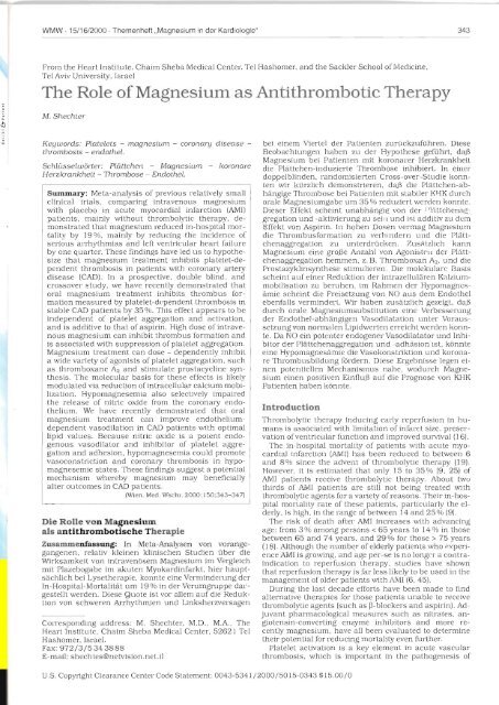 Jahrgang 150, Heft 15/16 (2000) - Magnesium Gesellschaft