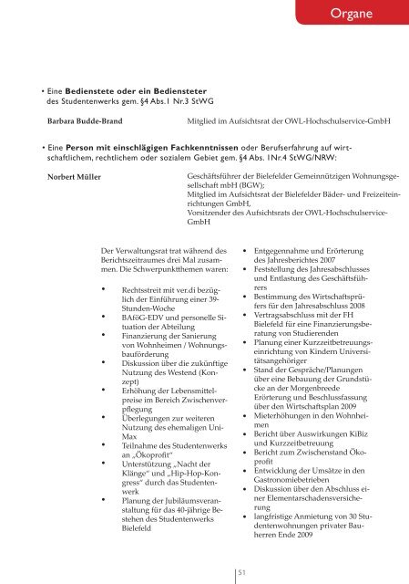 Jahresbericht 2008 - Studentenwerk Bielefeld